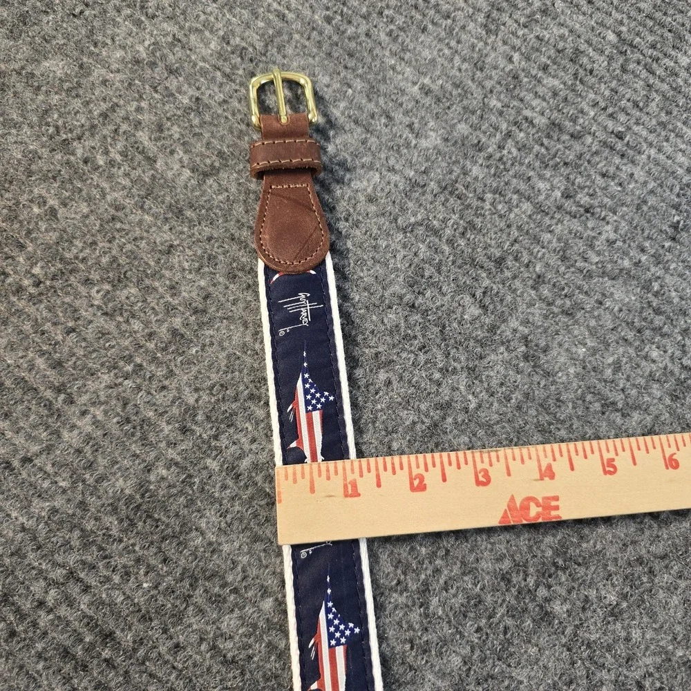 Guy Harvey Boy's USA Marlin Leather Tab Belt Size 22